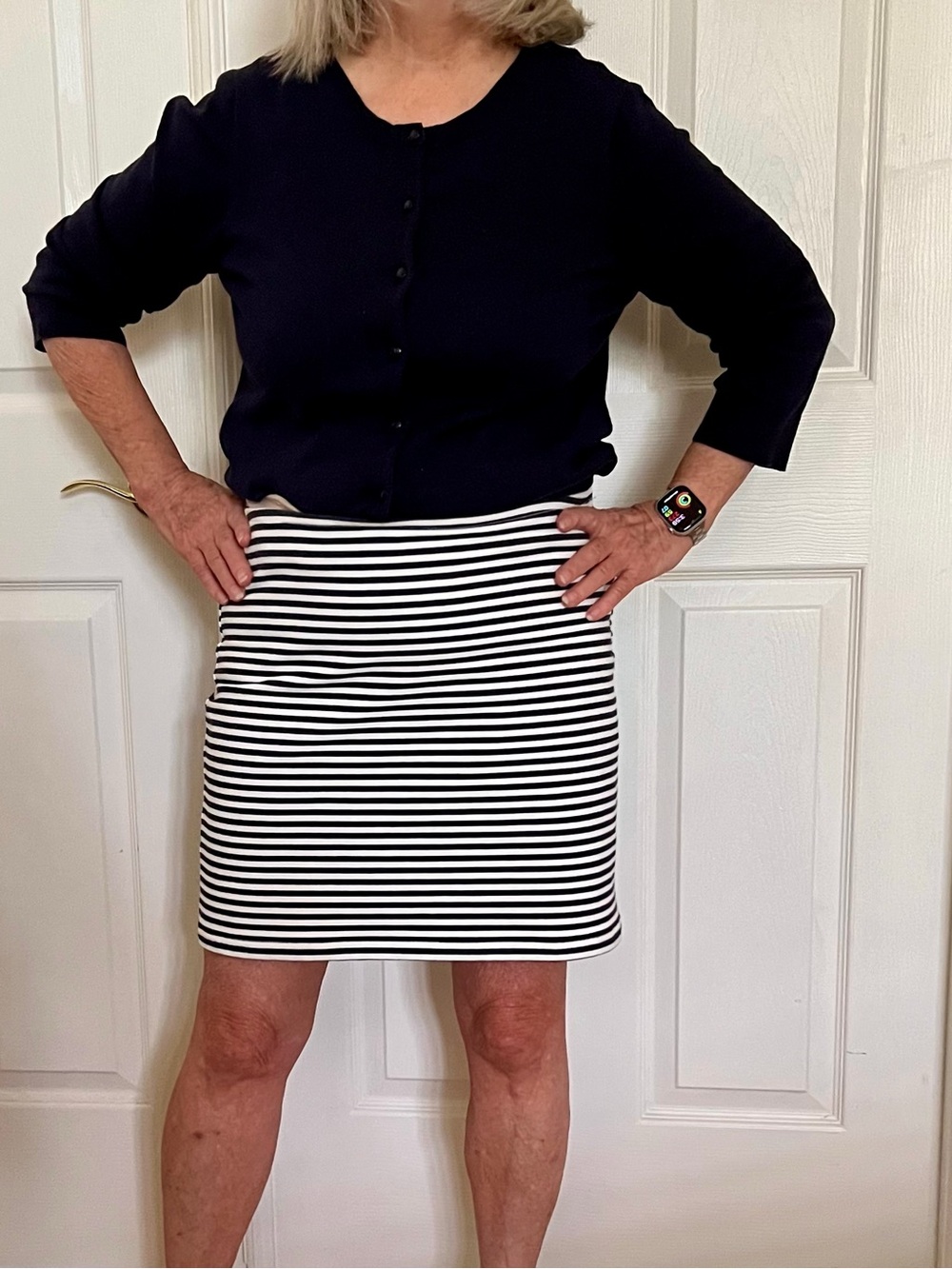Liz Claiborne Navy and White Striped Mini Skirt